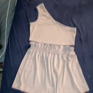 SHEIN Pink One-Shoulder Top and Shorts Set